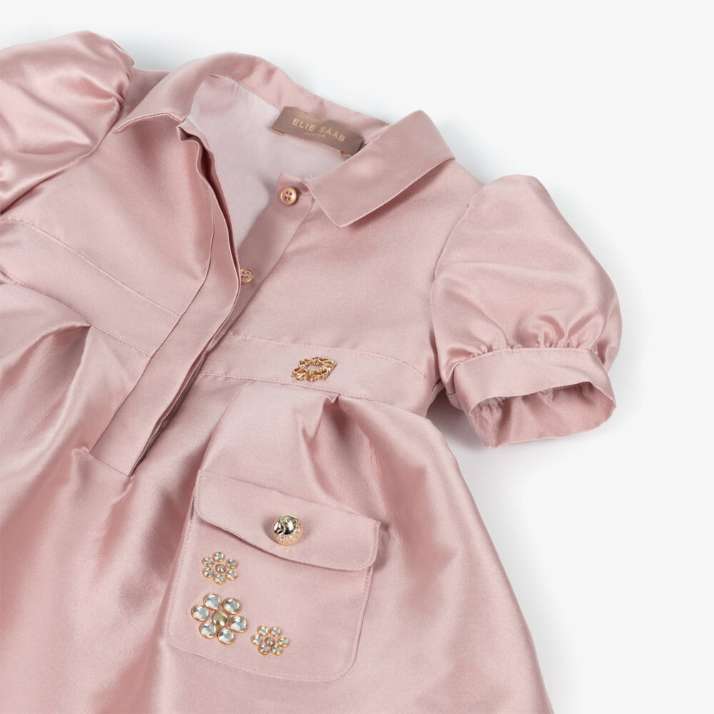 Elie Saab-Girls Pink Satin Jewel-Embellished Dress | Childrensalon Outlet