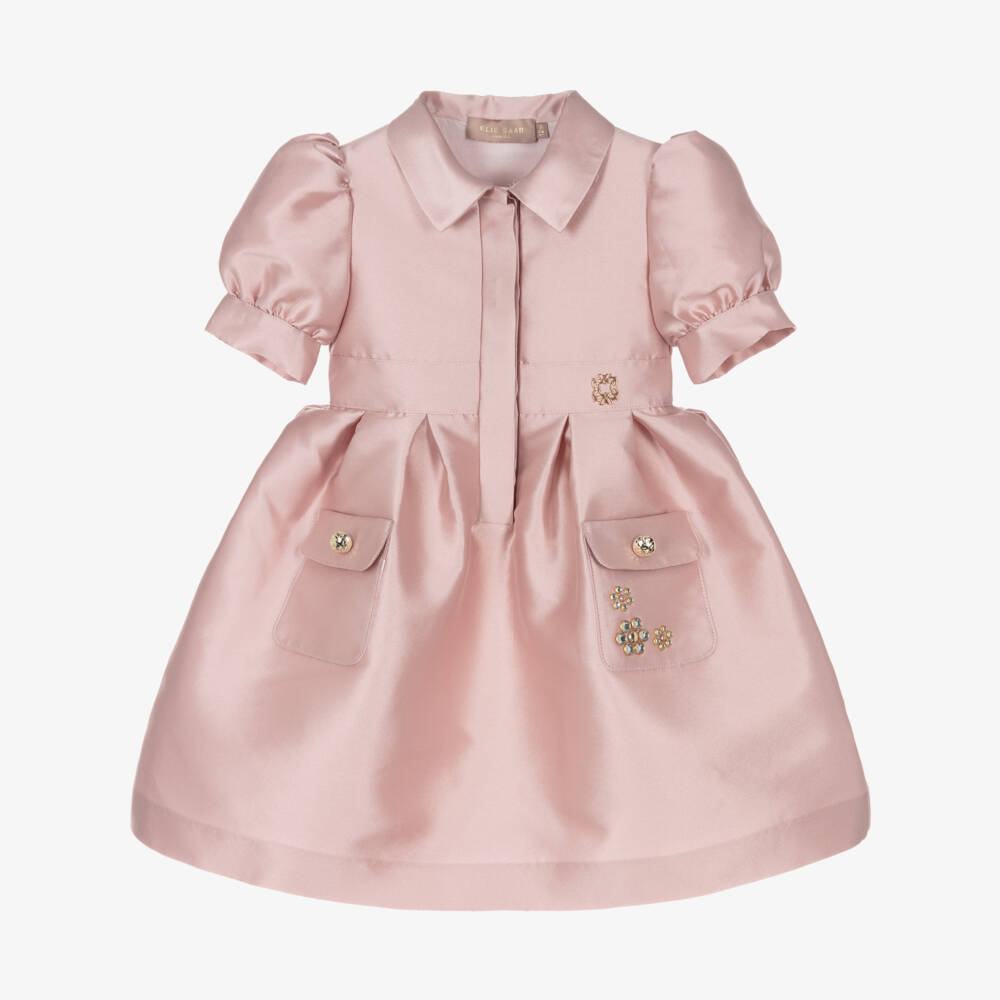 Elie Saab-Girls Pink Satin Jewel-Embellished Dress | Childrensalon Outlet