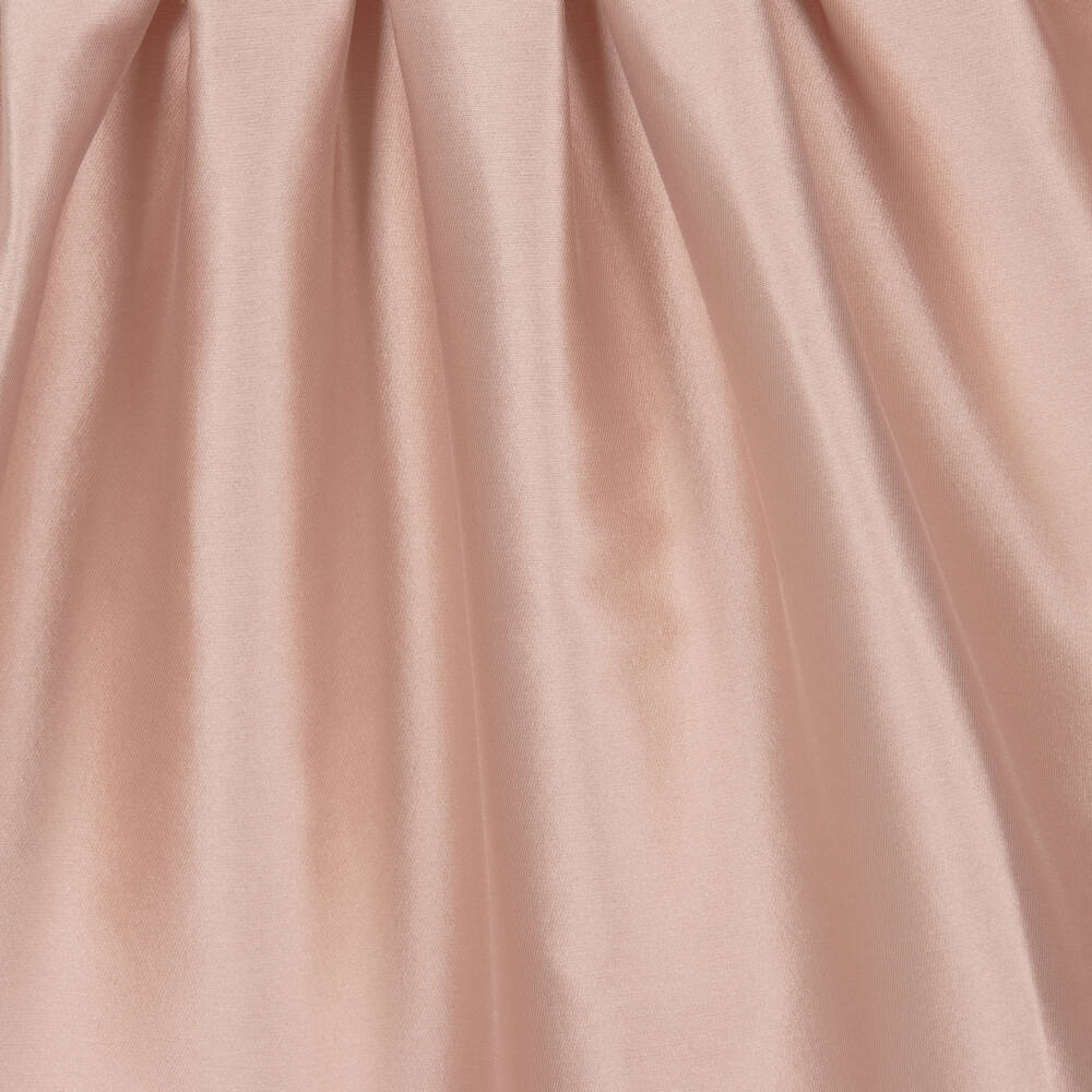 Elie Saab-Girls Pink Satin Puff Sleeve Dress with Gold Logo Detailing | Childrensalon Outlet