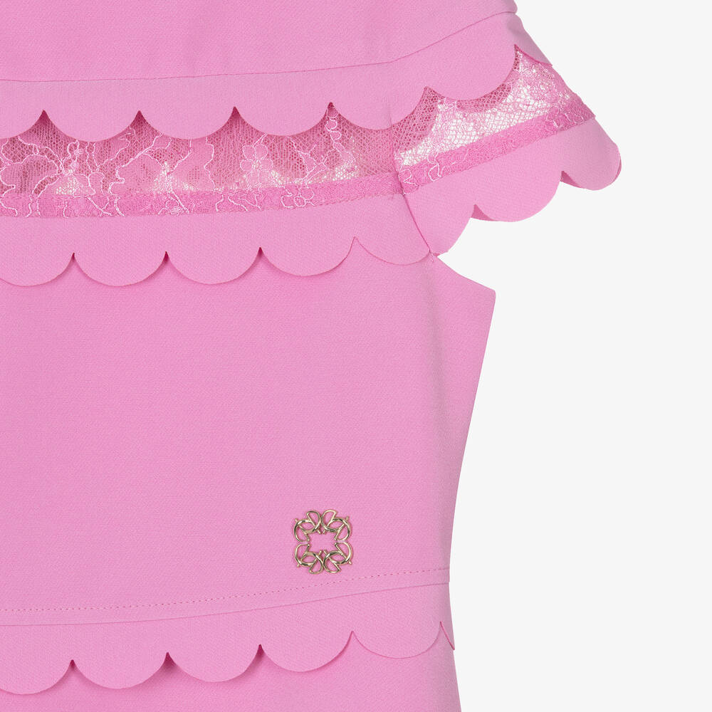 Elie Saab-Girls Pink Scalloped Crêpe Dress | Childrensalon Outlet