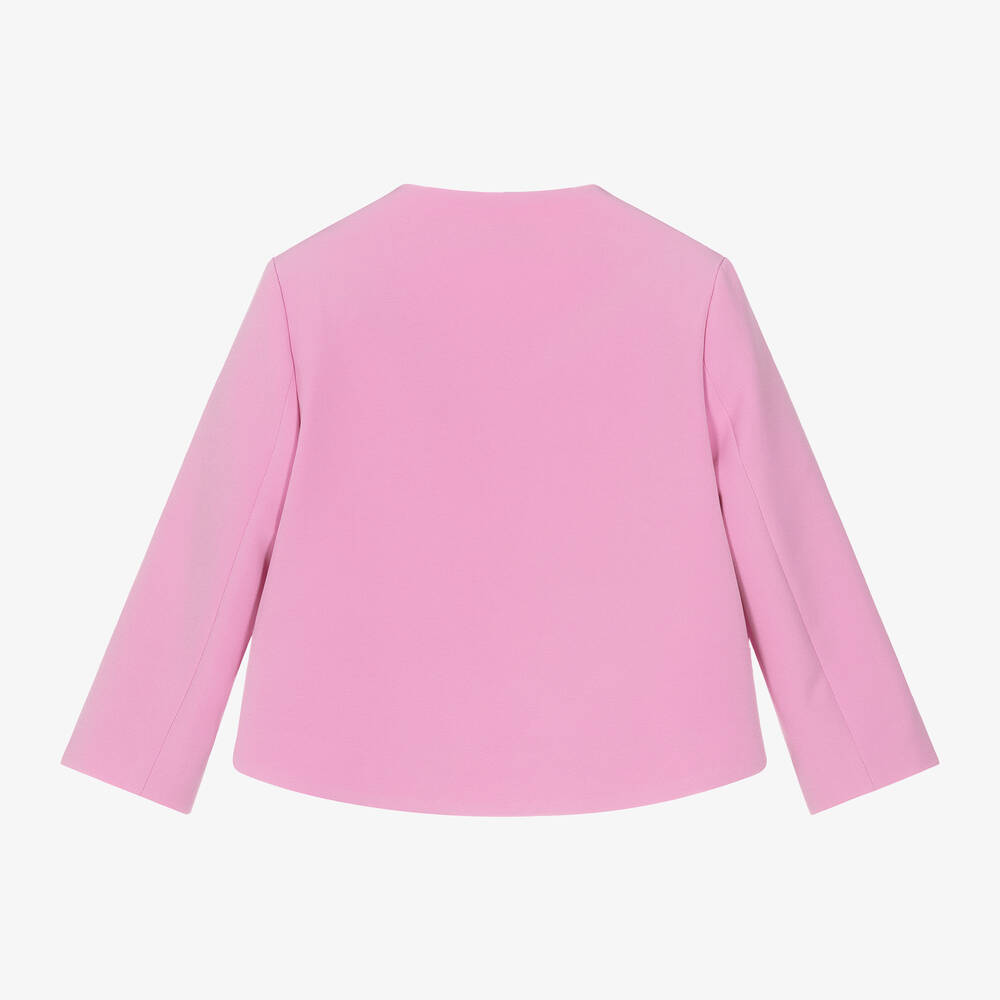 إيلي صعب-جاكيت كريب لون زهري مزين بديامنتي للبنات | Childrensalon Outlet