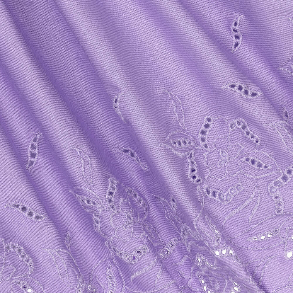 Elie Saab-Girls Purple Embroidered Cotton Dress | Childrensalon Outlet