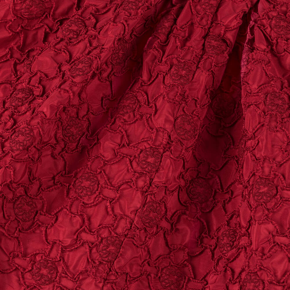 Elie Saab-Girls Red Taffeta Dress with 3D Pattern & Embroidered Logos | Childrensalon Outlet