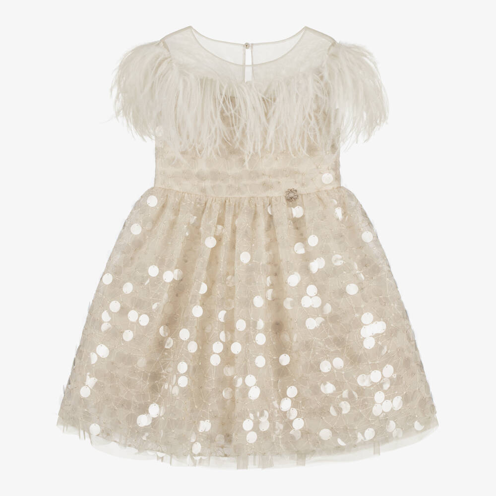 Elie Saab-Girls Shimmering Gold Tulle Gown | Childrensalon Outlet