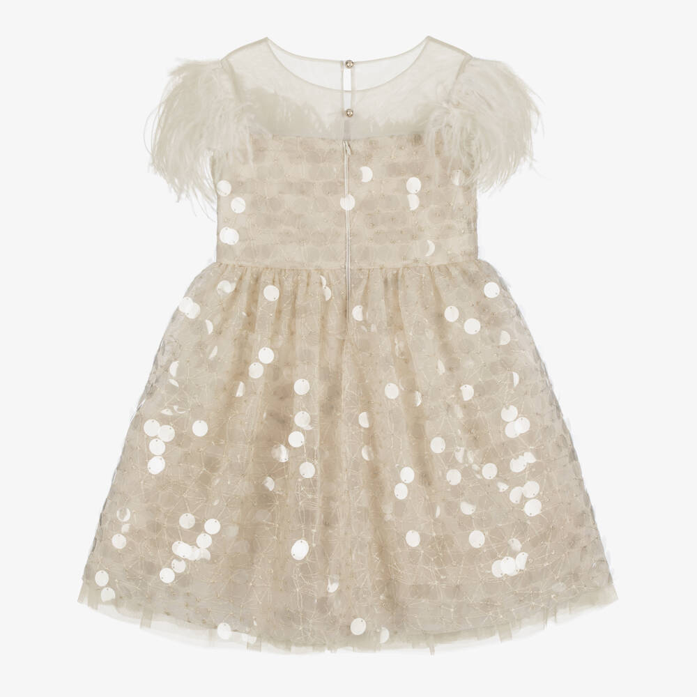 Elie Saab-Золотое блестящее платье из тюля для девочек | Childrensalon Outlet