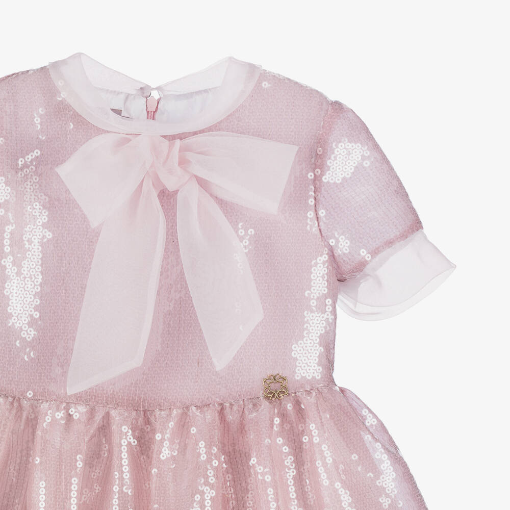 Elie Saab-فستان شيفون فاخر للبنات مع فيونكة براقة | Childrensalon Outlet