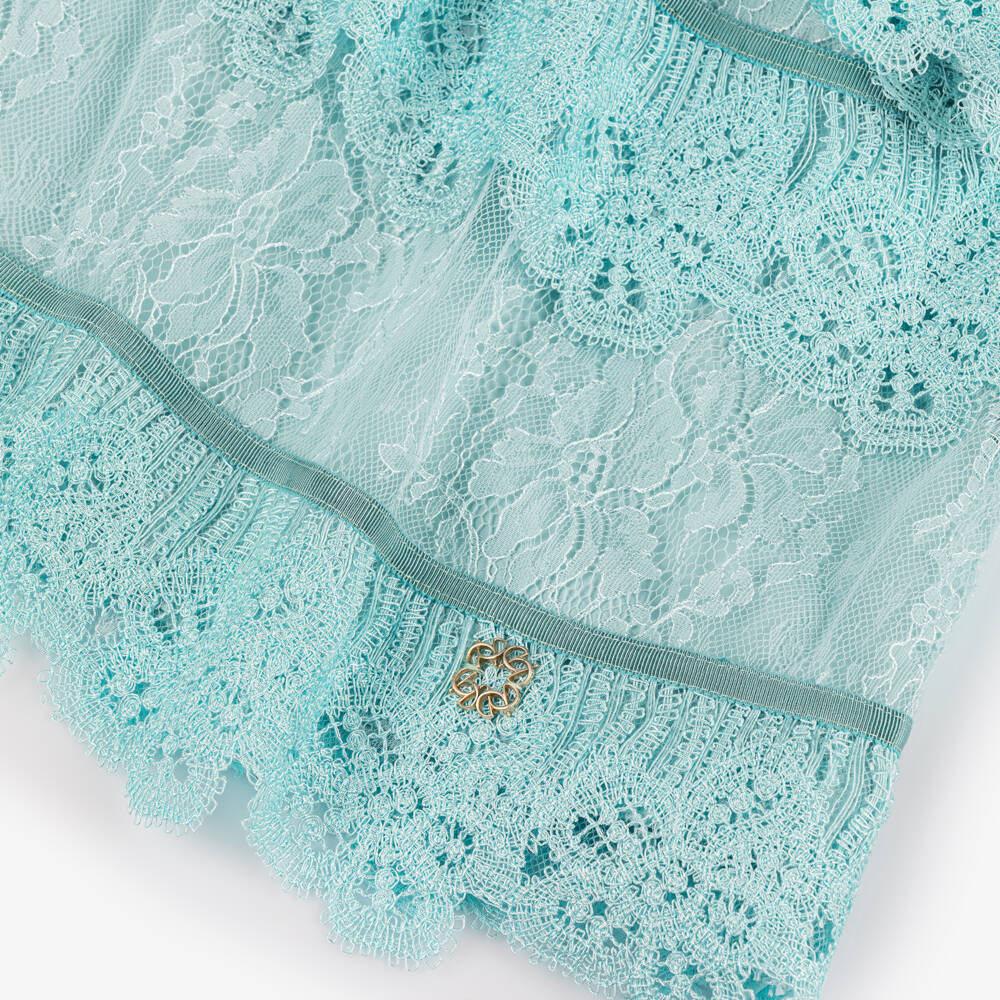 Elie Saab-Girls Turquoise Blue Guipure Lace Dress | Childrensalon Outlet