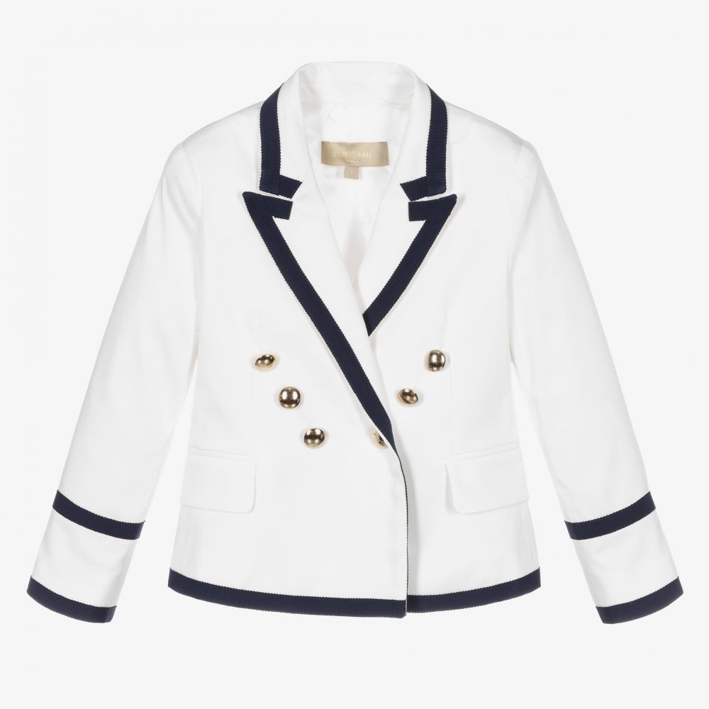 Elie Saab - Weißer Baumwollblazer für Mädchen | Childrensalon