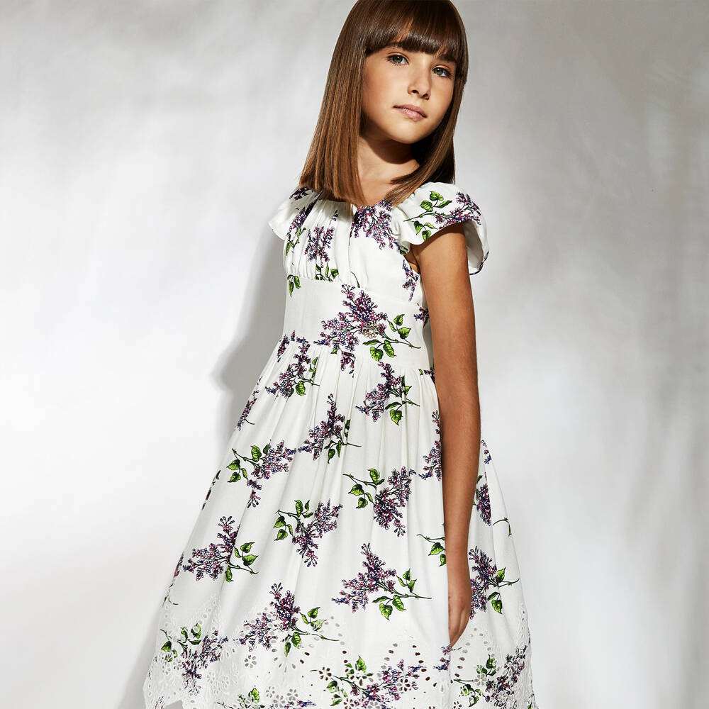 Elie Saab-Girls White Floral Dress | Childrensalon Outlet