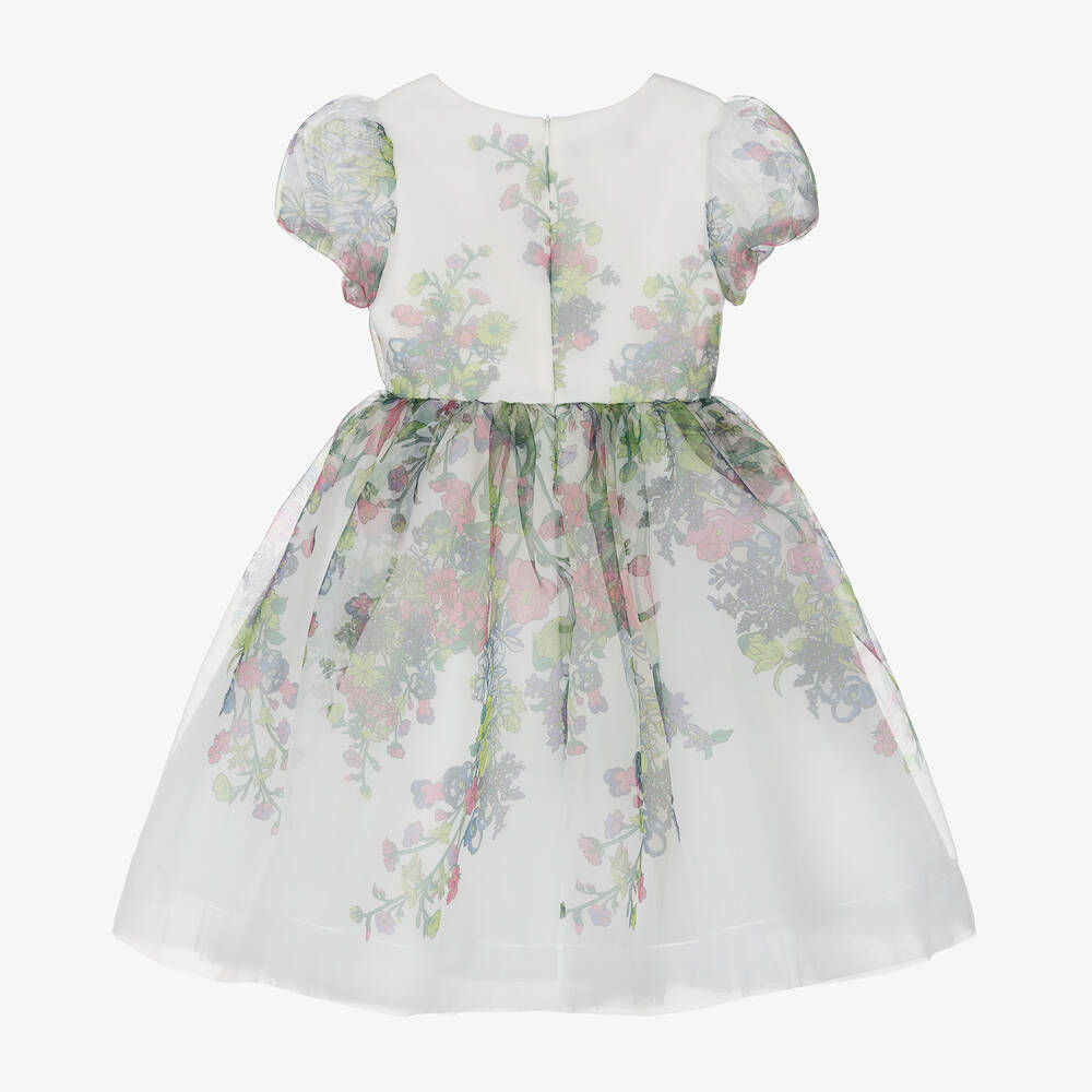 Elie Saab-Girls White Floral Organza Dress | Childrensalon Outlet