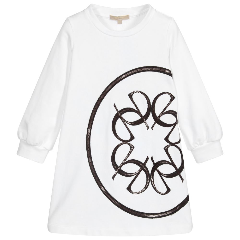 Elie Saab - Girls White Jersey Logo Dress | Childrensalon