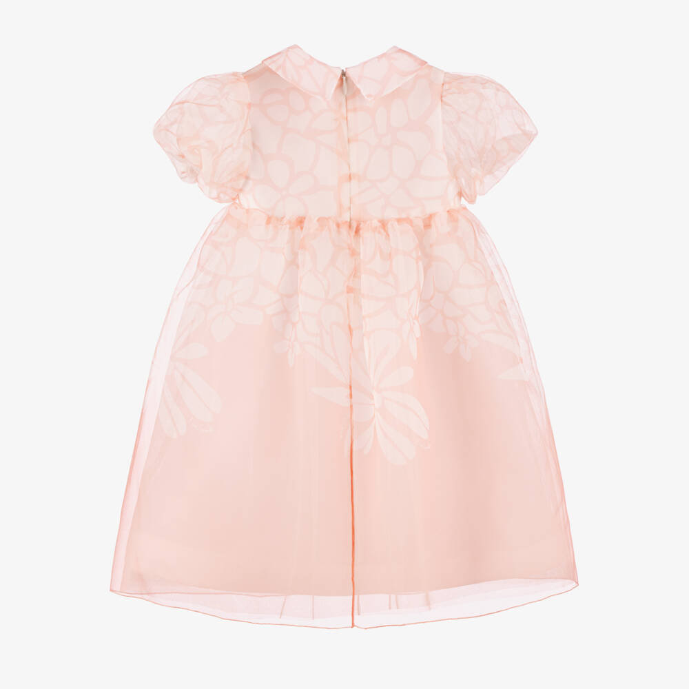 Elie Saab-Girls White & Pink Floral Print Organza Dress | Childrensalon Outlet