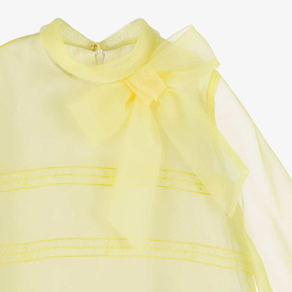 Elie Saab-Girls Yellow Embroidered Organza Dress | Childrensalon Outlet
