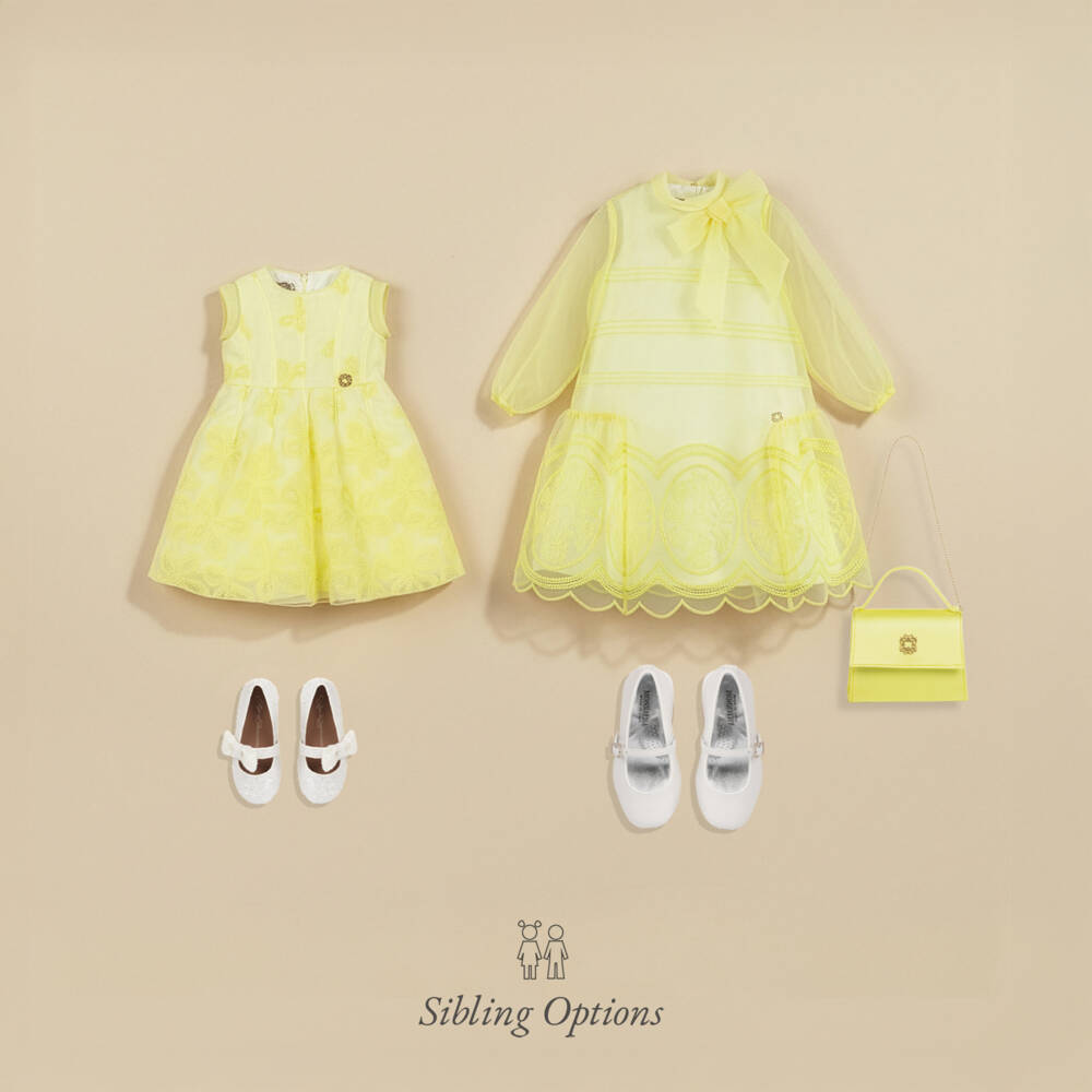 Elie Saab-Girls Yellow Embroidered Organza Dress | Childrensalon Outlet