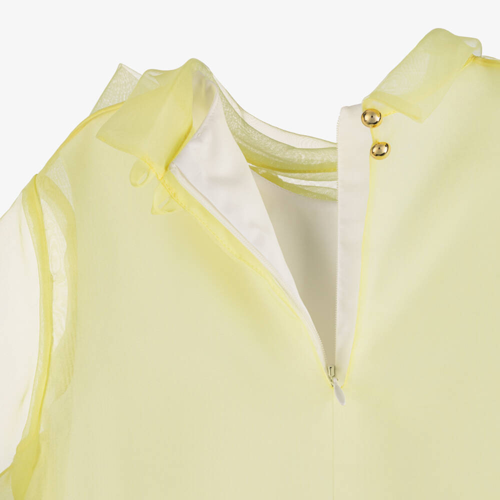 Elie Saab-Girls Yellow Embroidered Organza Dress | Childrensalon Outlet