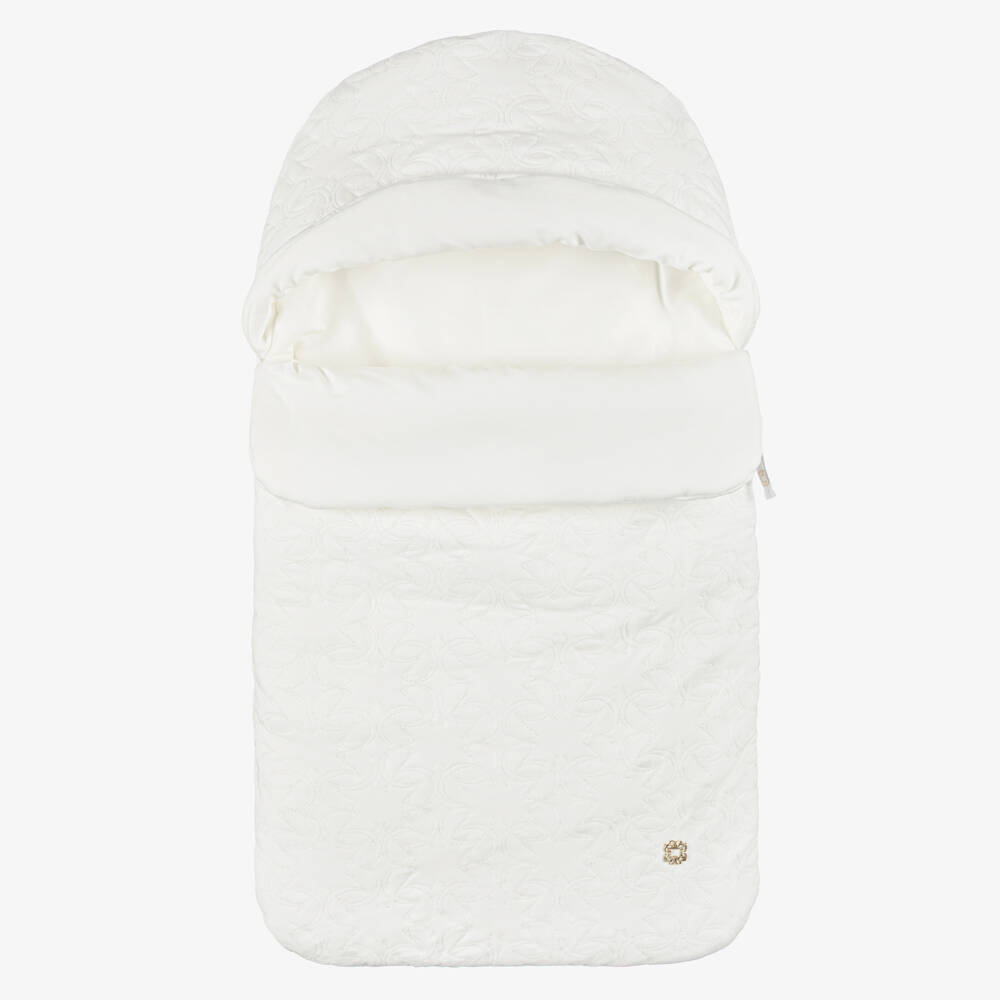 Elie Saab-Ivory Cotton Padded Monogram Embroidered Nest (75cm) | Childrensalon Outlet
