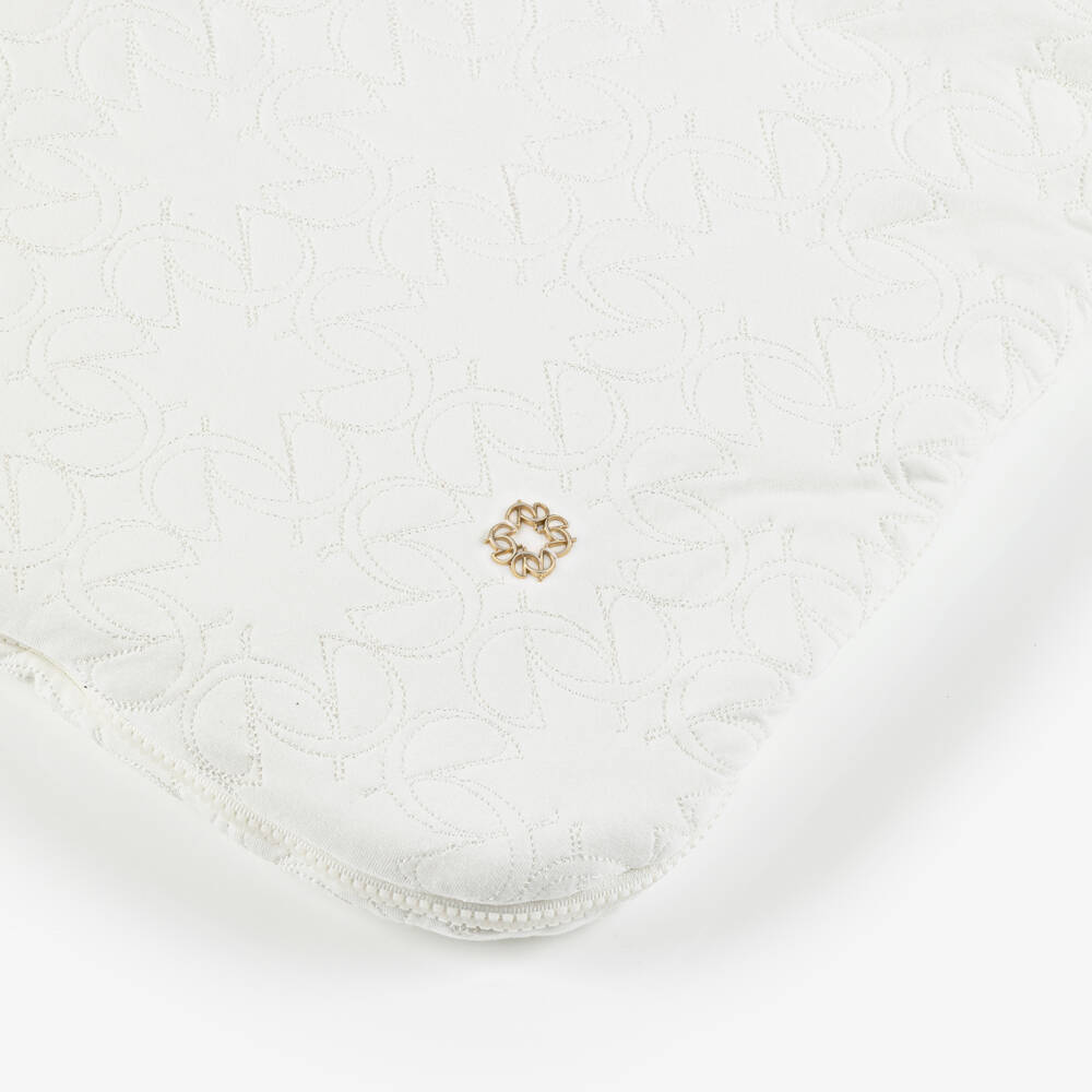 Elie Saab-Ivory Cotton Padded Monogram Embroidered Nest (75cm) | Childrensalon Outlet