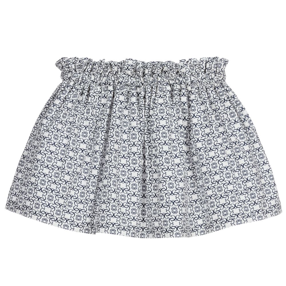 Elie Saab-Хлопковая юбка белого и темно-синего цвета | Childrensalon Outlet