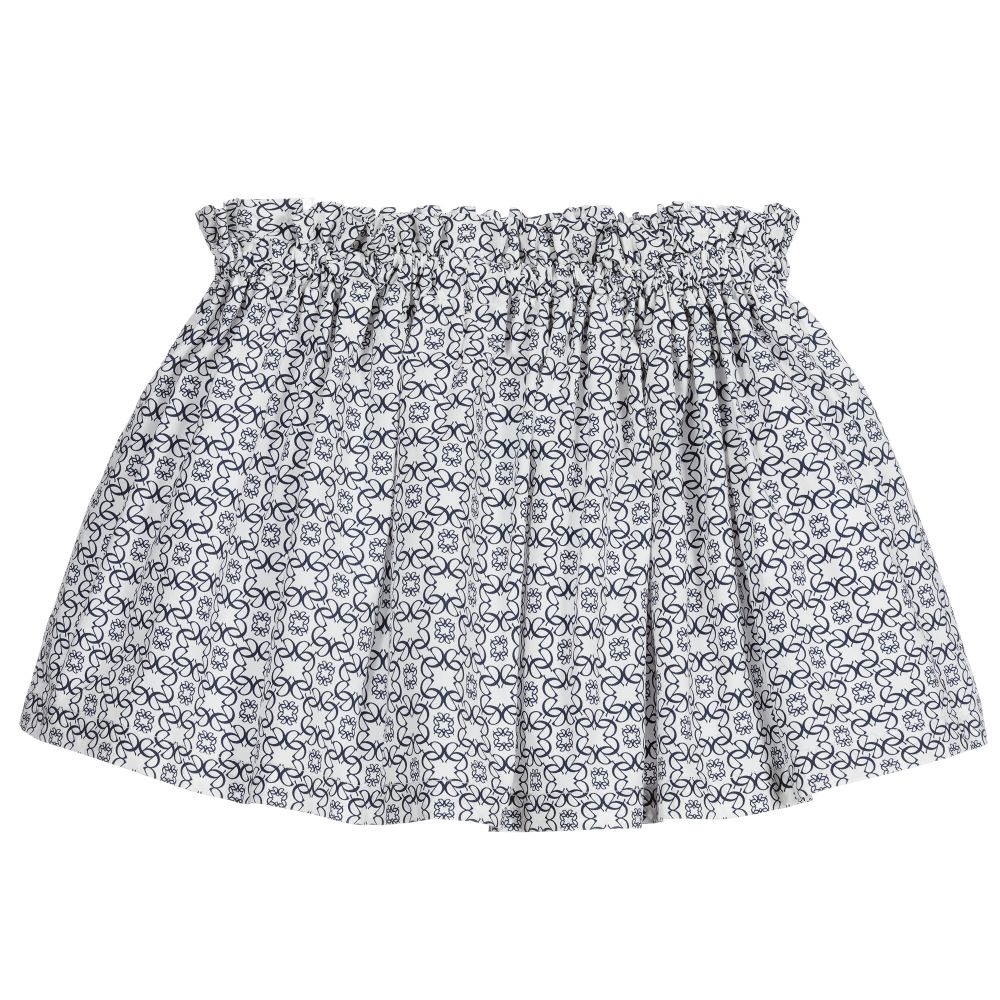 Elie Saab-Navy Blue & White Cotton Skirt | Childrensalon Outlet