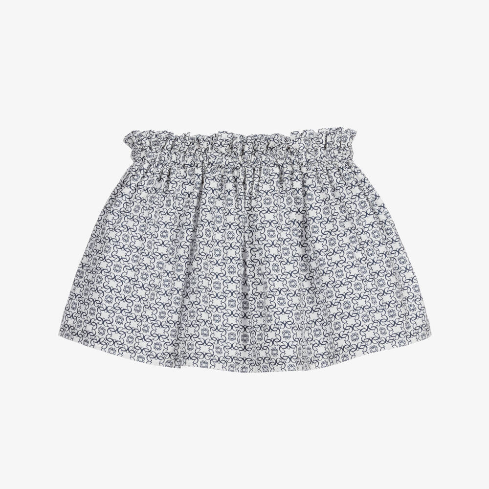 Elie Saab-تنورة  قطن لون كحلي و أبيض | Childrensalon Outlet