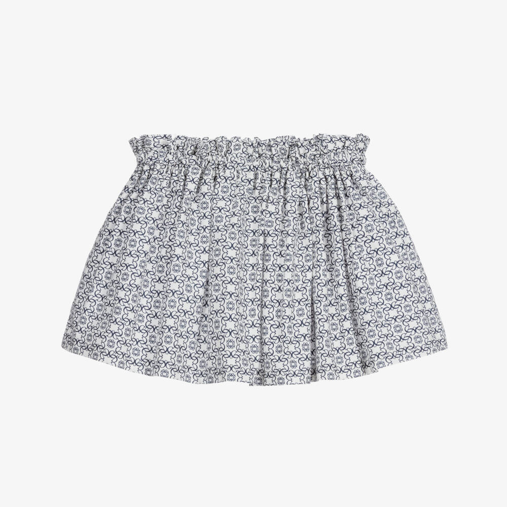 Elie Saab-Navy Blue & White Cotton Skirt | Childrensalon Outlet