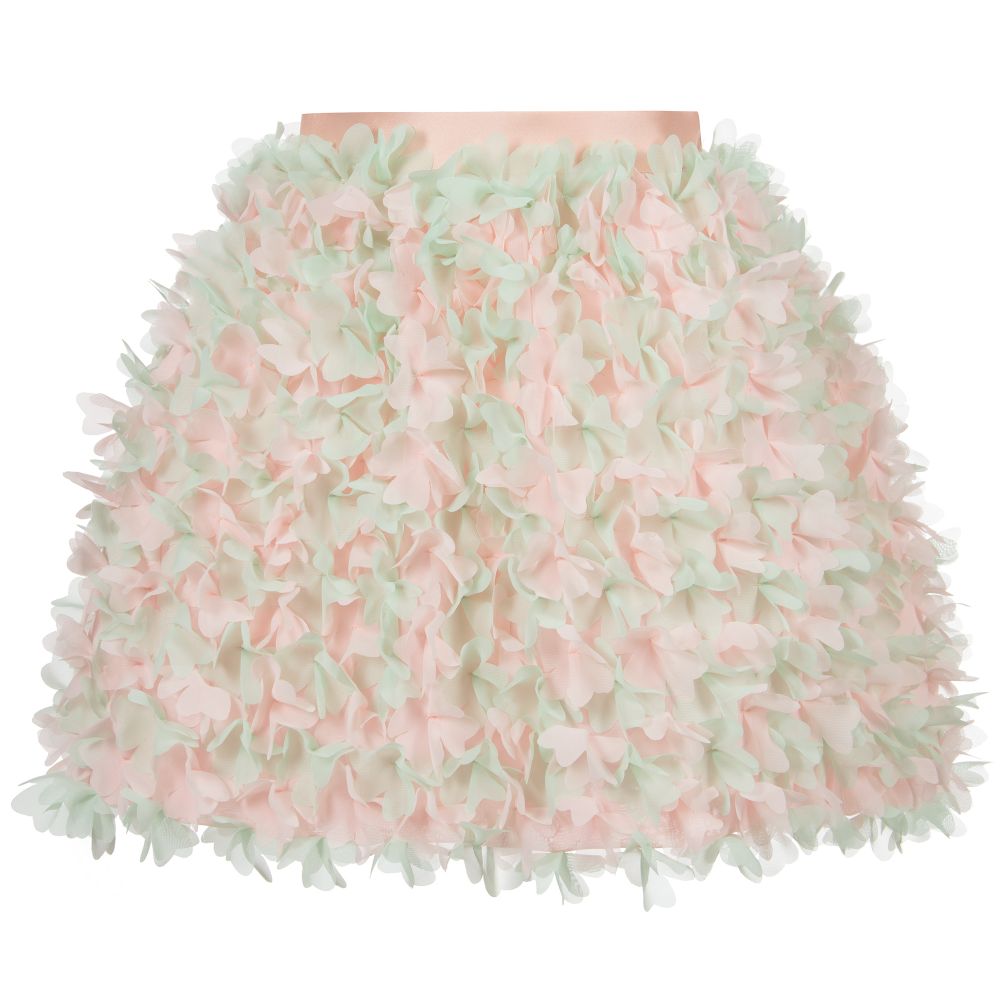Elie Saab - Розово-зеленая юбка с цветочным декором | Childrensalon