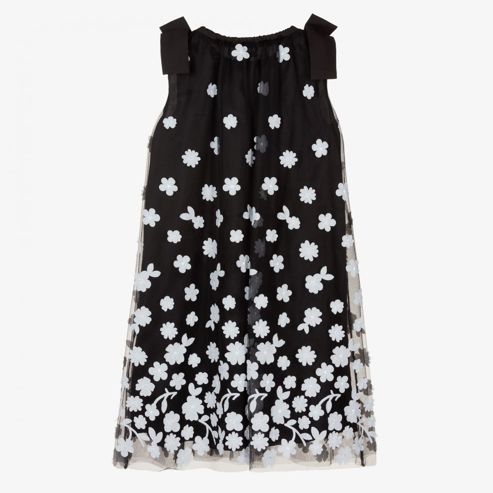 Elie Saab-Черное платье из тюля в цветочек для подростков | Childrensalon Outlet