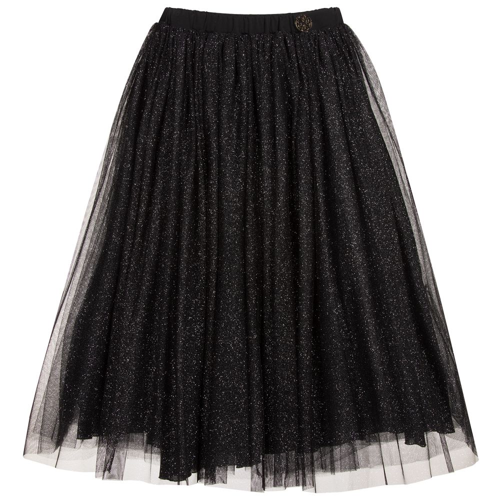 Elie Saab - Jupe noire brillante en tulle Ado  | Childrensalon