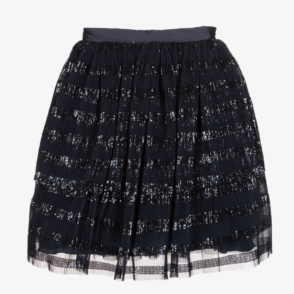 Elie Saab-Teen Blue Tulle Plissé Skirt | Childrensalon Outlet