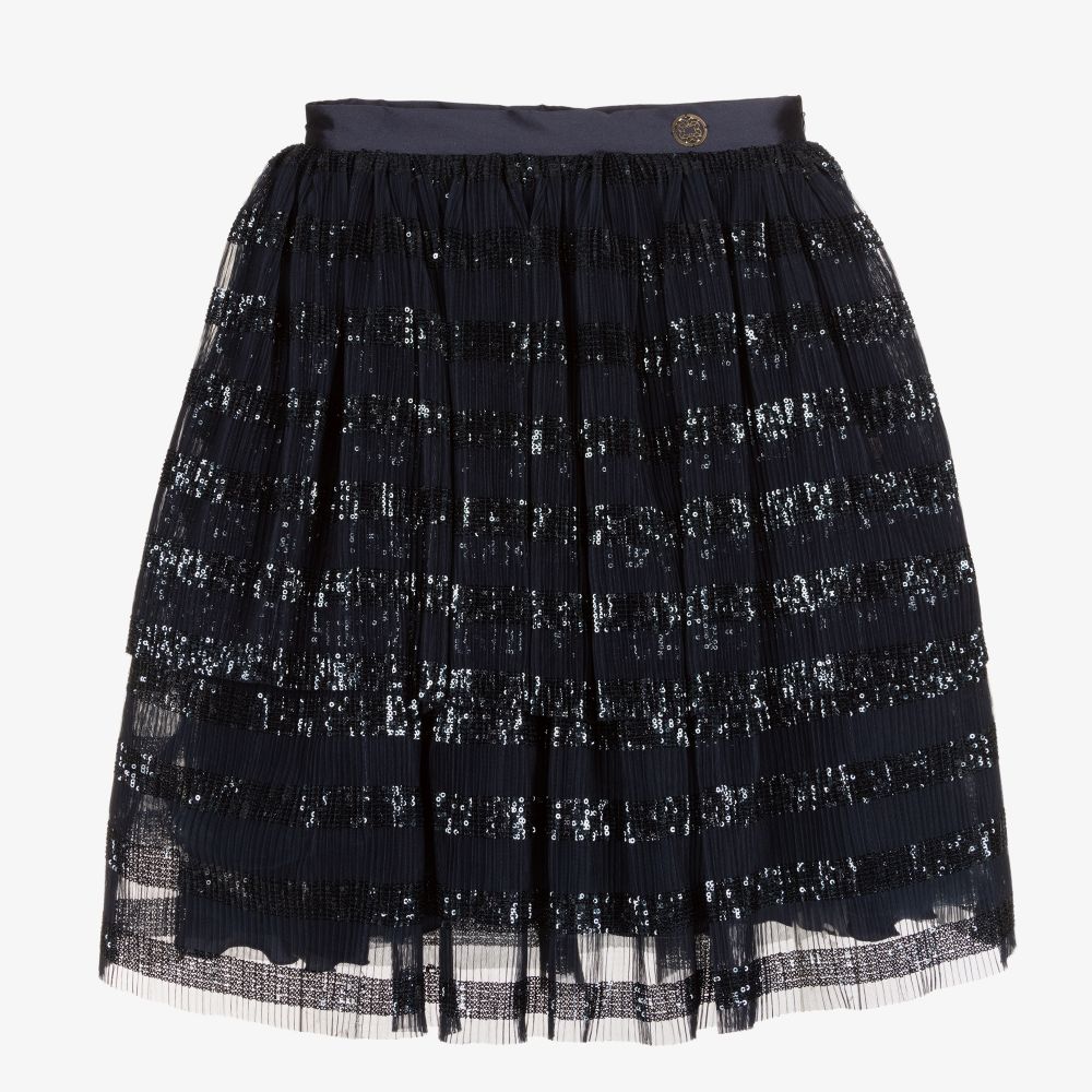 Elie Saab - Teen Blue Tulle Plissé Skirt | Childrensalon