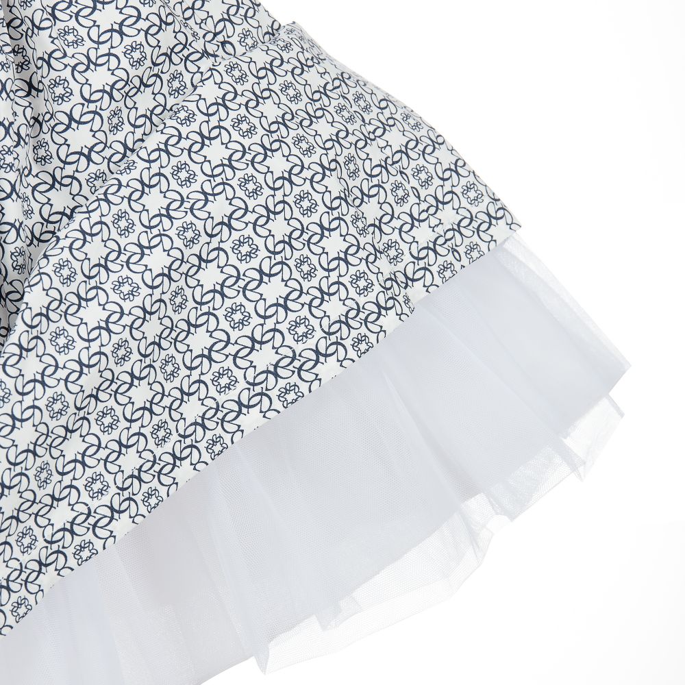 Elie Saab-Teen Blue & White Logo Skirt | Childrensalon Outlet
