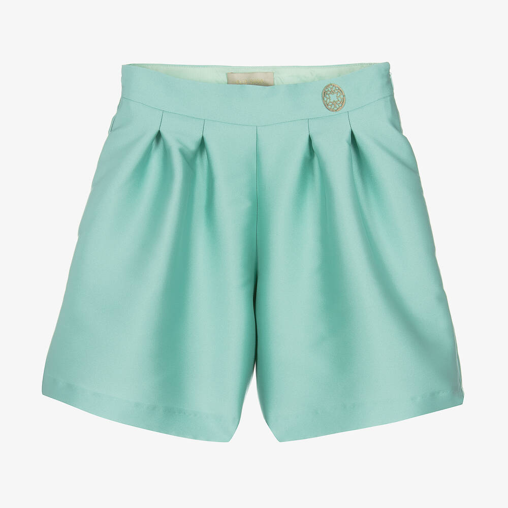 Elie Saab - Teen Girls Aqua Blue Satin Shorts | Childrensalon