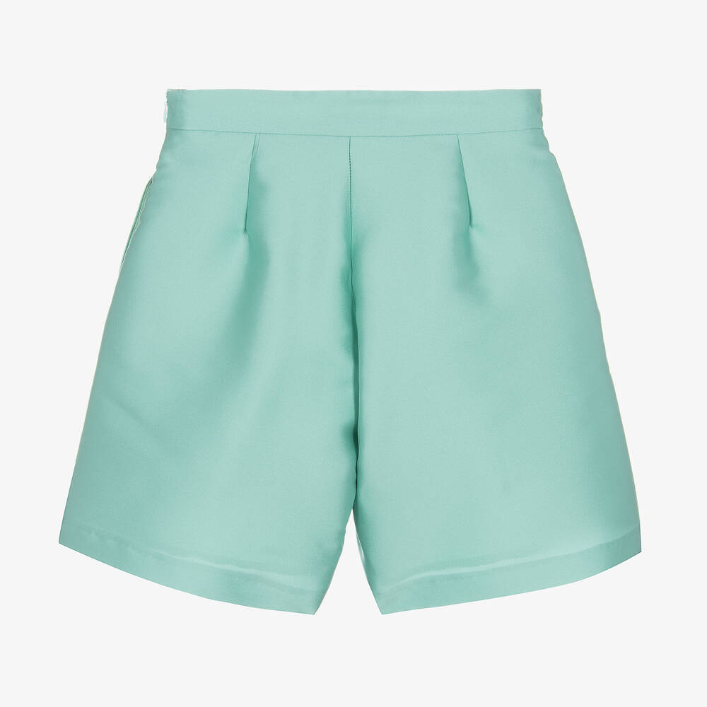 Elie Saab-Teen Girls Aqua Blue Satin Shorts | Childrensalon Outlet