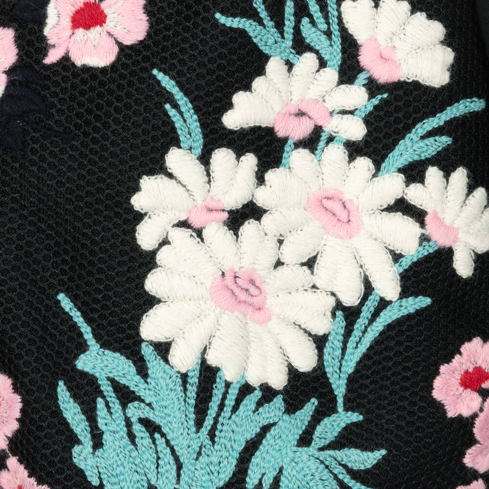 Elie Saab-Teen Girls Black Floral Bomber Jacket | Childrensalon Outlet