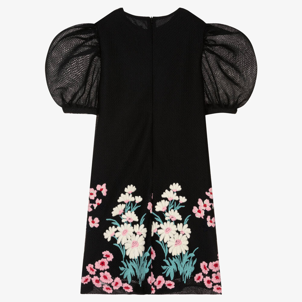 Elie Saab-فستان تينز دانتيل لون أسود بطبعة ورود | Childrensalon Outlet