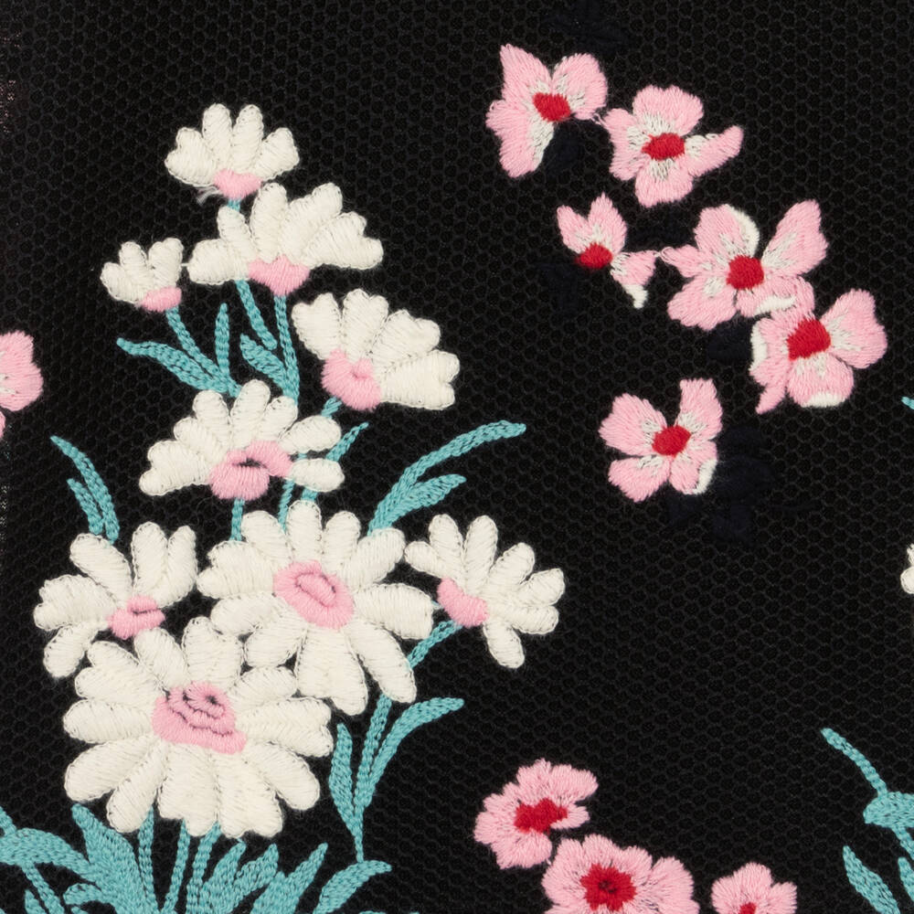 Elie Saab-فستان تينز دانتيل لون أسود بطبعة ورود | Childrensalon Outlet