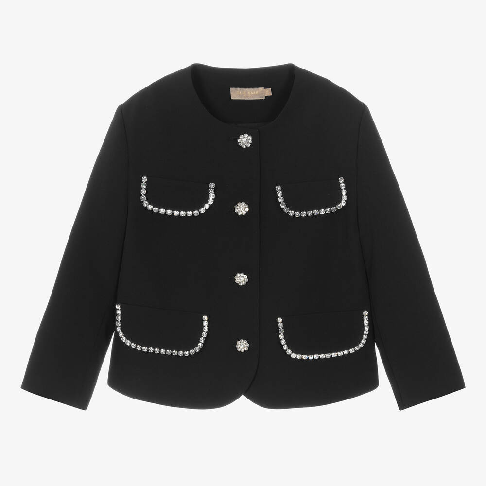 Elie Saab - Teen Girls Black Jewel Embellished Jacket | Childrensalon