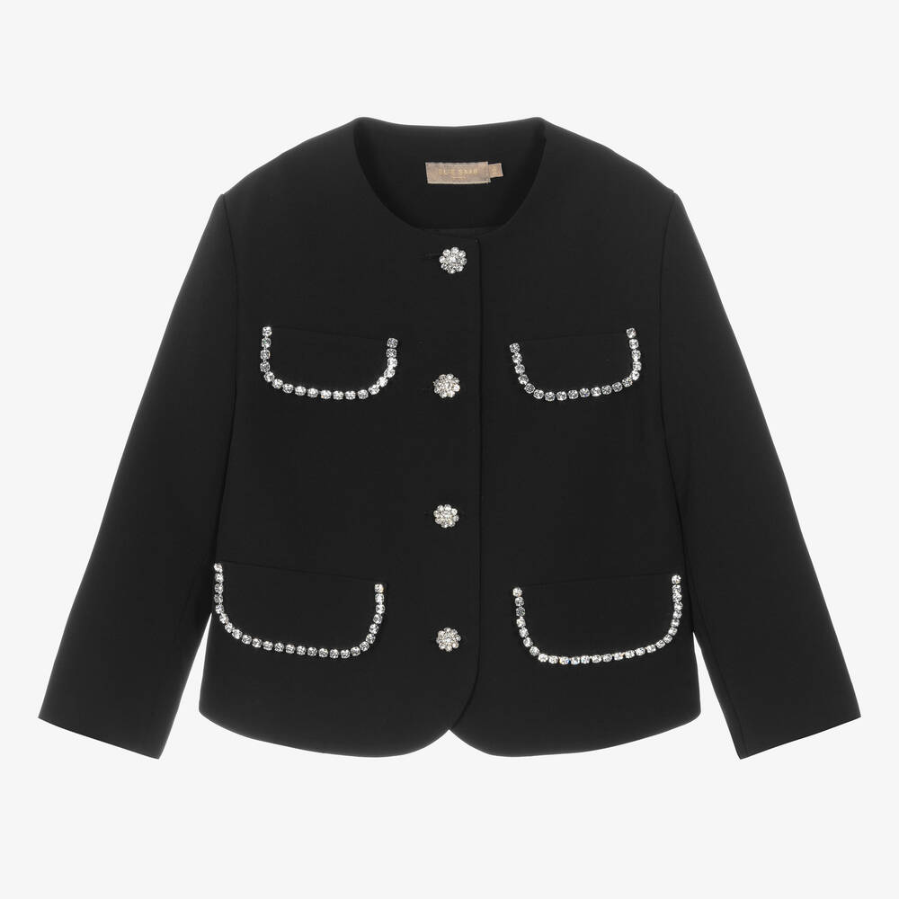 Elie Saab - Veste noire ornée de bijoux ado | Childrensalon