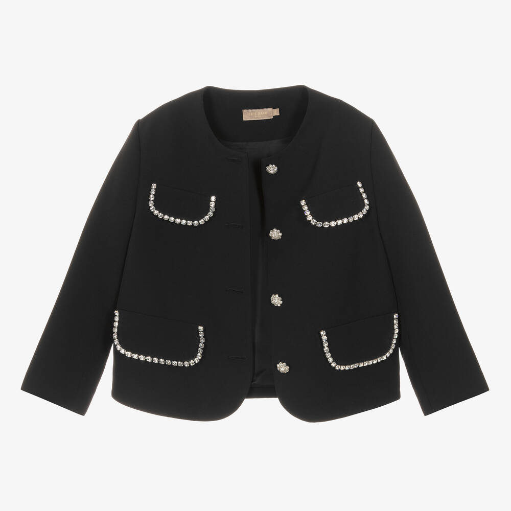 Elie Saab-Teen Girls Black Jewel Embellished Jacket | Childrensalon Outlet
