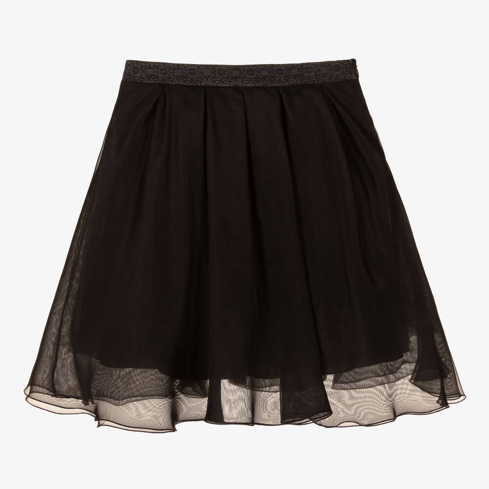 Elie Saab - Teen Girls Black Silk Organza Skirt | Childrensalon