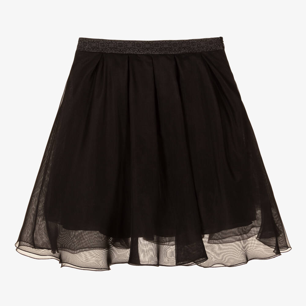 Elie Saab - Jupe noire en organza de soie ado | Childrensalon