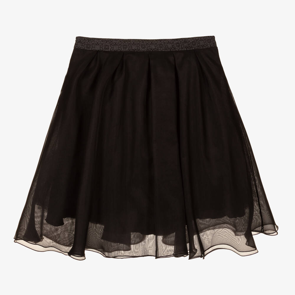 إيلي صعب-تنورة تينز بناتي حرير أورغانزا لون أسود | Childrensalon Outlet