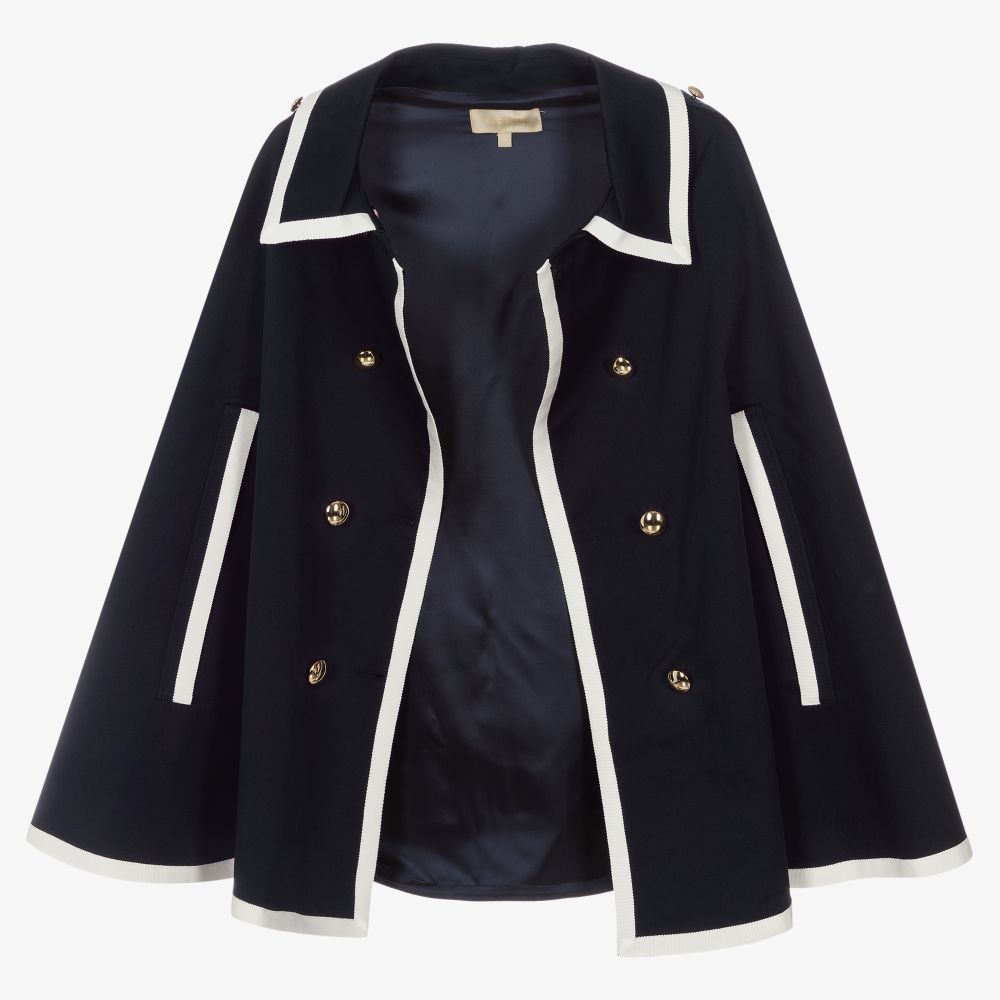 Elie Saab-Teen Girls Blue Buttons Cape | Childrensalon Outlet