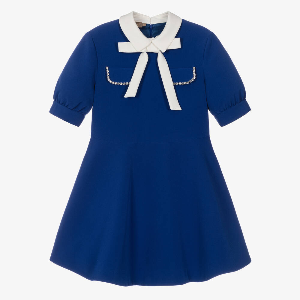 Elie Saab-Teen Girls Blue Crêpe Twill Dress | Childrensalon Outlet