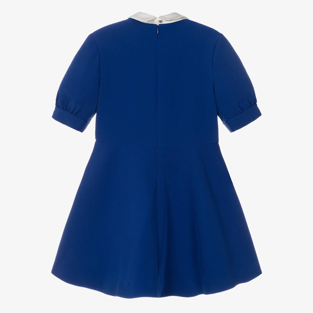 Elie Saab-Синее платье из креп-твила для девочек-подростков | Childrensalon Outlet