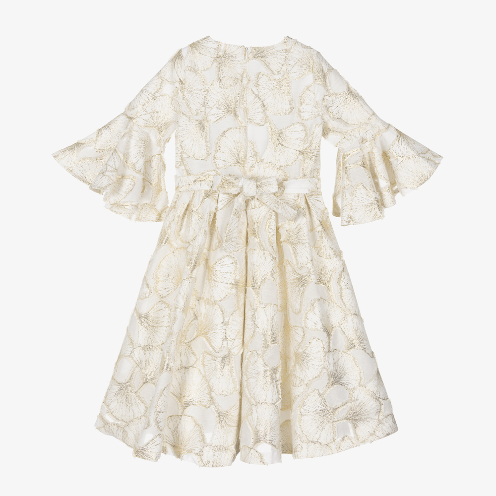 Elie Saab-Золотистое жаккардовое платье для девочек-подростков | Childrensalon Outlet