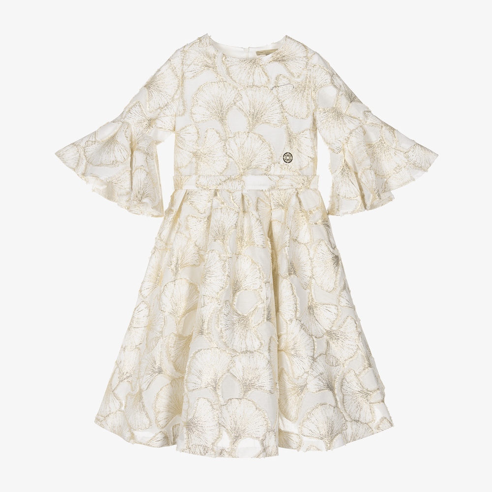 Elie Saab - Teen Girls Gold Jacquard Dress | Childrensalon