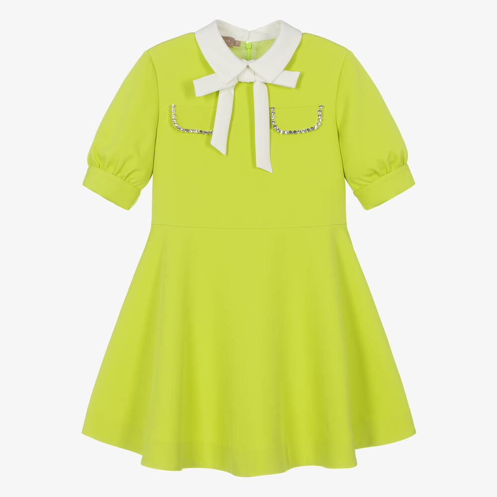 Elie Saab-Teen Girls Green Crêpe Twill Dress | Childrensalon Outlet