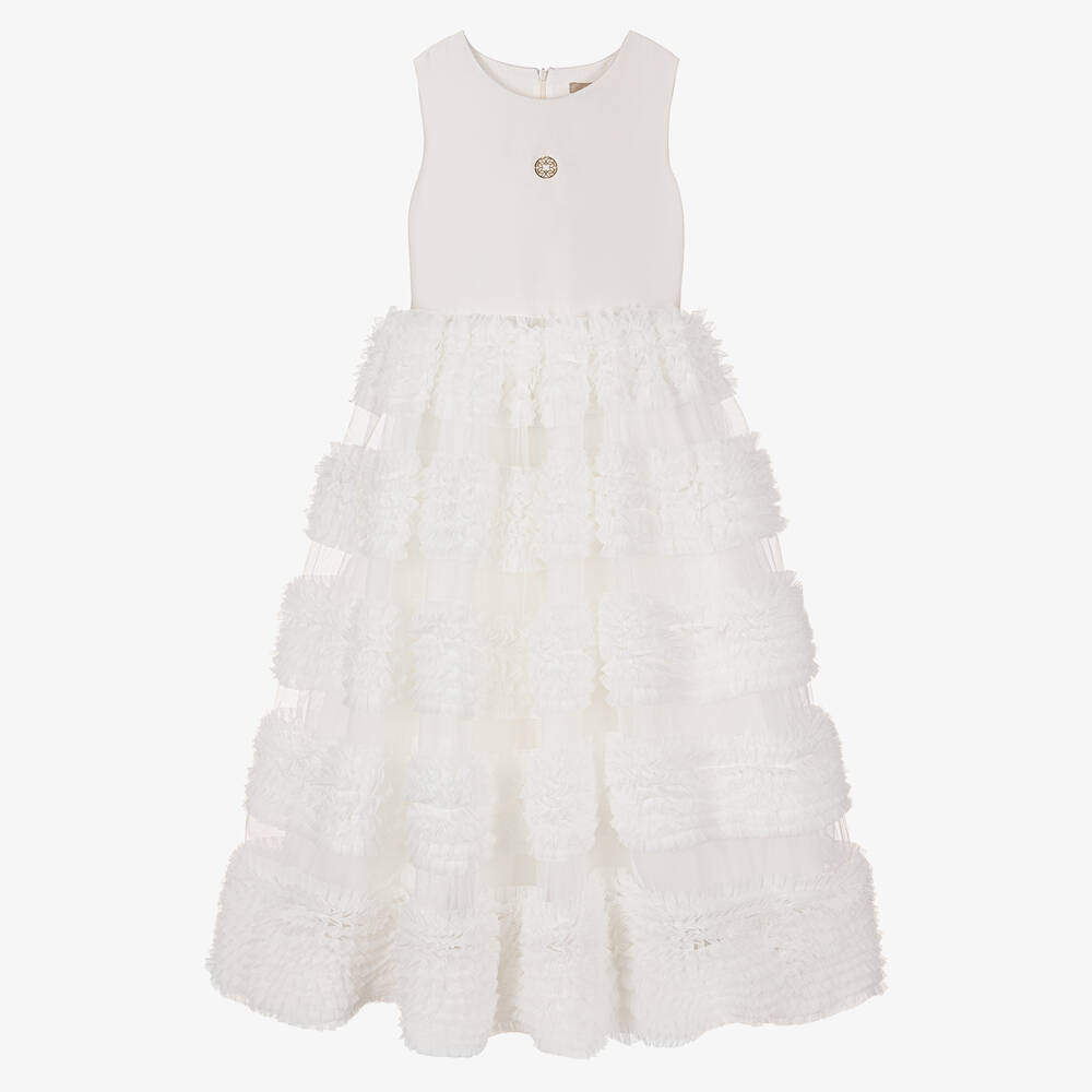 Elie Saab - Teen Kleid mit Tüll elfenbein/weiß | Childrensalon