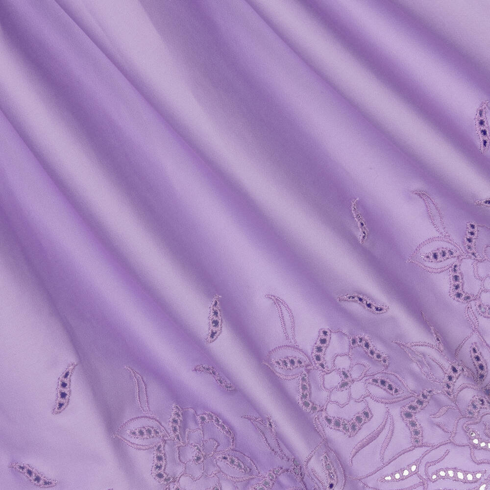 Elie Saab-Teen Girls Purple Embroidered Cotton Dress | Childrensalon Outlet